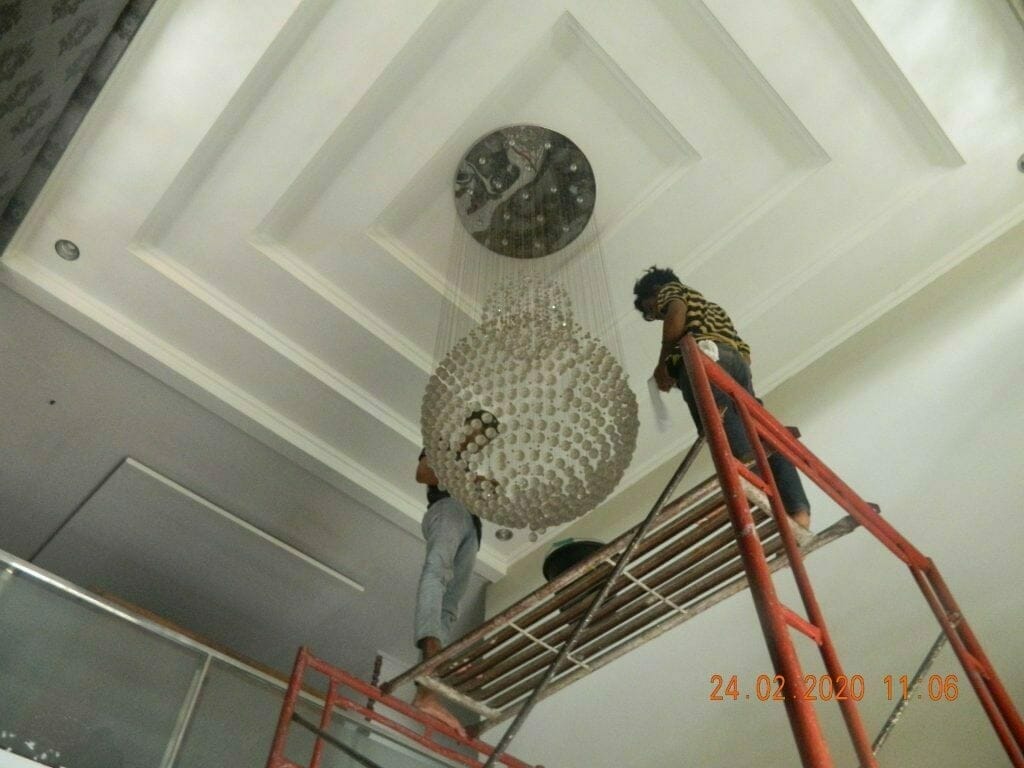 cuci lampu kristal ibu erlin di jati cempaka pondok gede 10